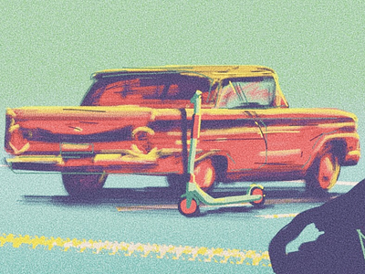 Car detail of WIP illustration