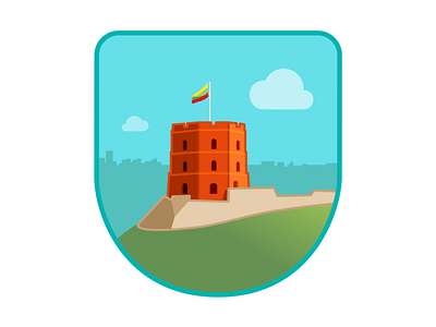 A Vilnius landmark badge 2d art badge colorful landmarks lithuania minimalistic illustration travel vector illustration vilnius