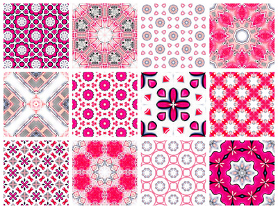 Pink kaleidoscopic patterns