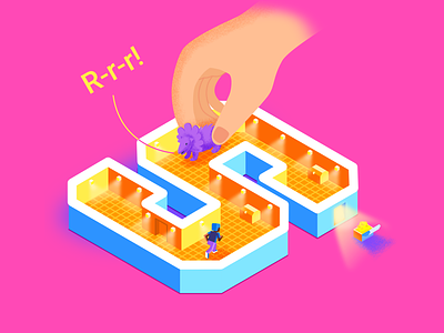 Making money in Sandbox (editorial) character colorful colors colourful dungeons editorial games gaming illustration isometric kids magenta metaverse money monster pink positive running sandbox vibrant