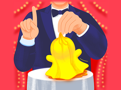 Making money in Snapchat (editorial) attention character colorful colors editorial illustration magic trick magician money mysterious performance person positive red snapchat vector