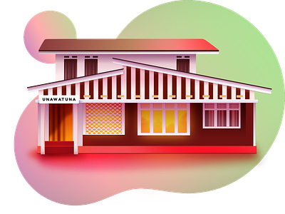 House in Unawatuna accommodation illustration architecture colorful colourful editorial house illustration illustration sri lanka stripes tropical vacation illustration vector home vector illustration
