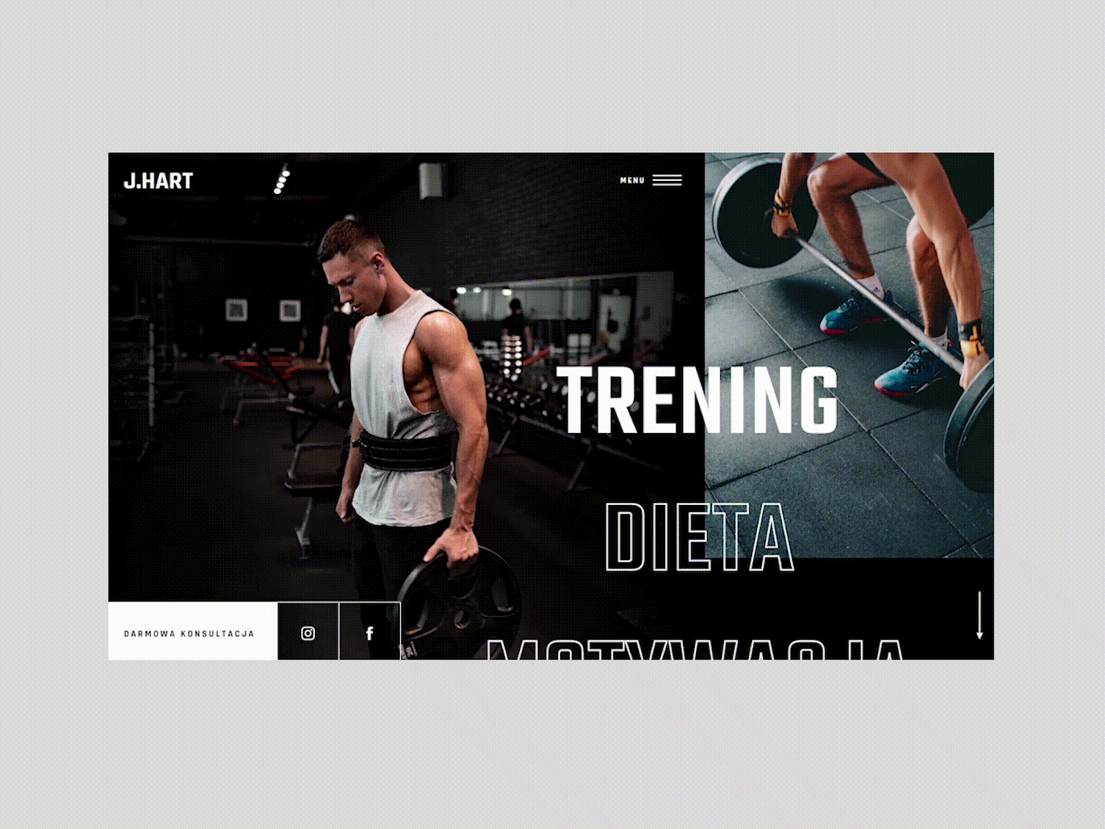 J.Hart - Fitness Couch Website branding design fitness gym typogaphy typography ui uiux ux web web design web site webdesign website