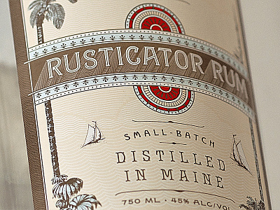 Rusticator Rum design label lettering ornate rum typography