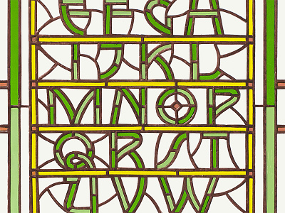 Alphabet in Stained Glass art nouveau lettering stained glass