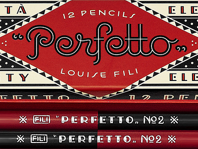 Perfetto Pencils art deco italian deco lettering louise fili monoline packaging pencils script typography