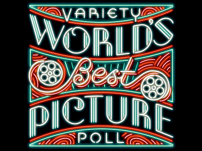 World's Best Picture hollywood lettering movies neon script variety