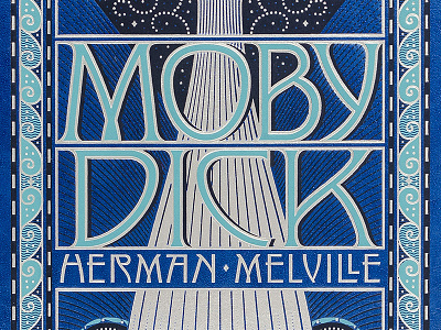 Moby Dick foil illustration leatherbound lettering typography
