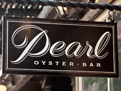 Pearl Oyster Bar lettering script