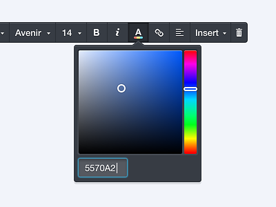 Inline typography control color picker email wysiwyg