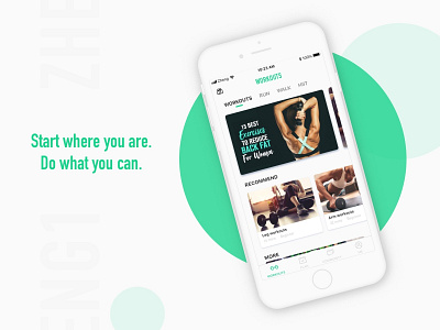 Workouts app fitness green ui workout