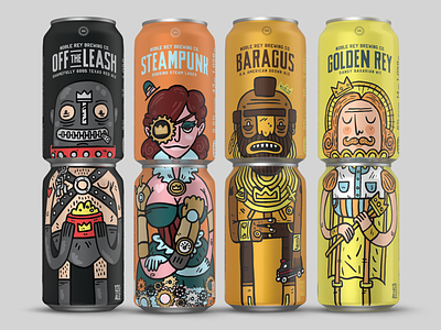 Noble Rey Brewing Co. ale beer cans craft beer gears gimp king lager leather daddy mr. t steam punk texas