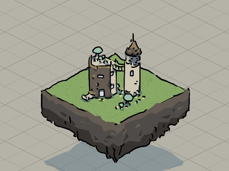 Weird House weird house hovering green brown isometric game illustration art line cell-shading