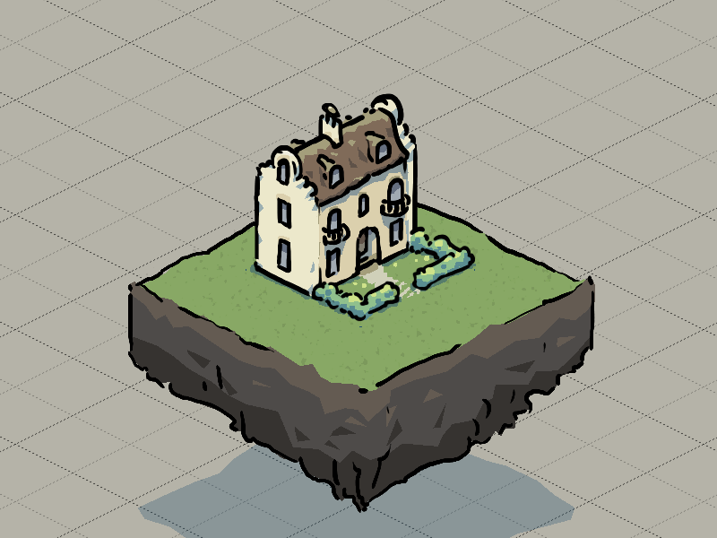 Herren house herren house green brown white line cell-shading isometric game symmetrain