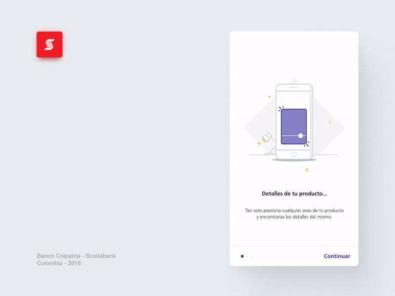 Scotiabank Colpatria App - Onboarding android animation app bank banking design finance flat gif illustration interaction interface ios minimal onboarding scotiabank ui ux