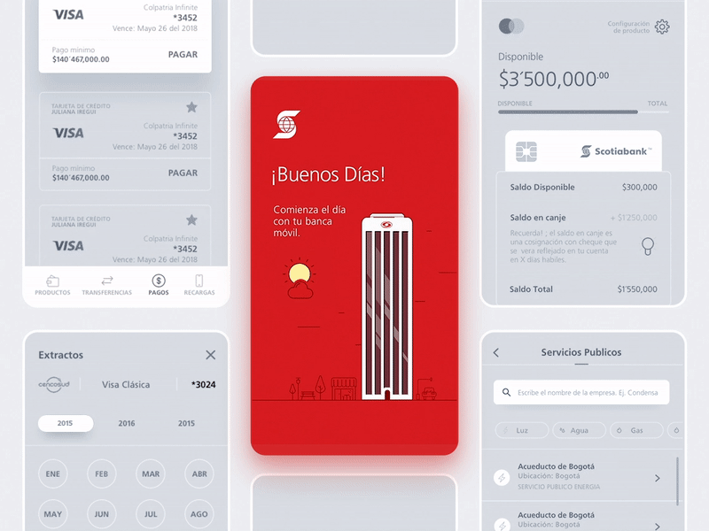 Scotiabank Colpatria App android animation app bank banking colpatria design finance flat gif illustration interaction interface ios minimal scotiabank ui ux