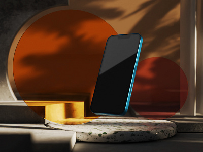 iPhone Mockup 3d blender color concrete curtain glass illustration iphone mockup render scene smartphone