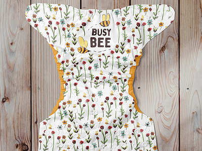 Busy Bee diaper design bees busy bee colorful cute cloth bum floral flowers nature spring surface pattern design