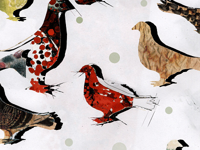 For the birds birds collage design illustration mixed media pattern