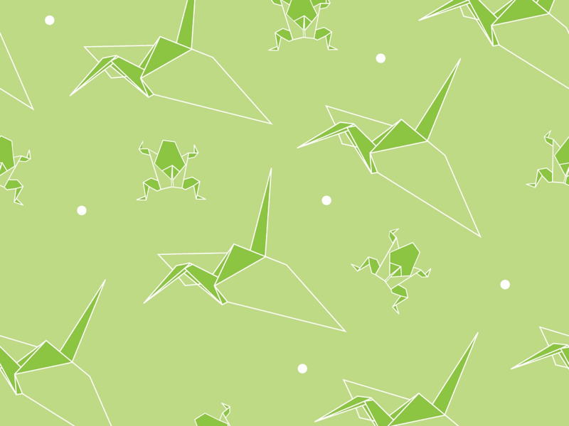 Origami inspired Crane & Frog pattern crane frog color simple origami seamless patterns patterns design