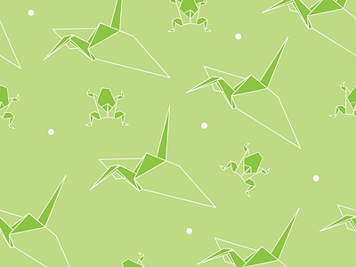 Origami inspired Crane & Frog pattern color crane design frog origami patterns seamless patterns simple