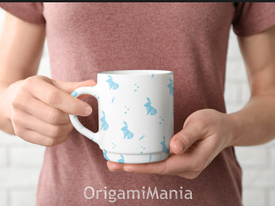 Origami inspired bunny mug mock-up