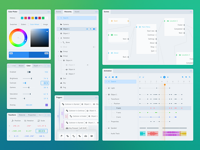 Panels from app (Light Theme) cards design desktop figma interface ui