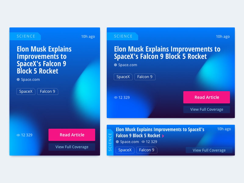 Cards for news feed by Nikolay Mamadaev on Dribbble