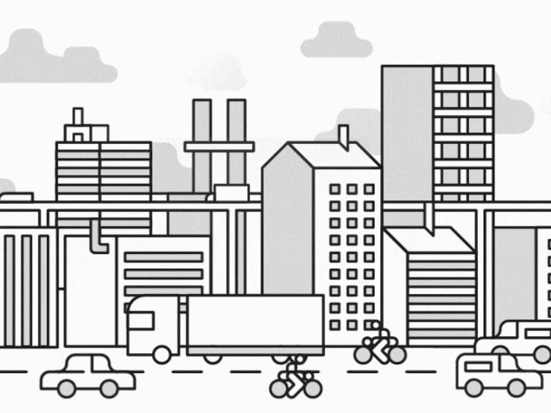 Contamination ae aftereffects animation 2d black and white city contamination illustration vector
