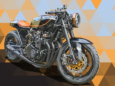 Cafe Racer Motorcycle on low poly vector art. caferacer geometric art lowpoly motorcyle vector vectorart