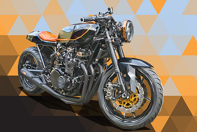 Cafe Racer Motorcycle on low poly vector art. caferacer geometric art lowpoly motorcyle vector vectorart