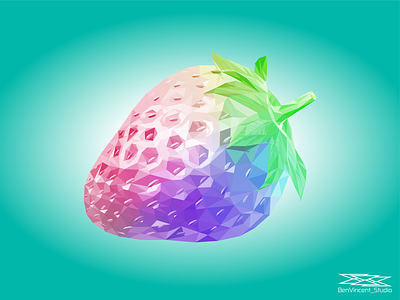 Vector Low Poly of Strawberry Fruit on Color Lighting Effect design graphics illustration low poly lowpoly lowpolyart strawberry vector
