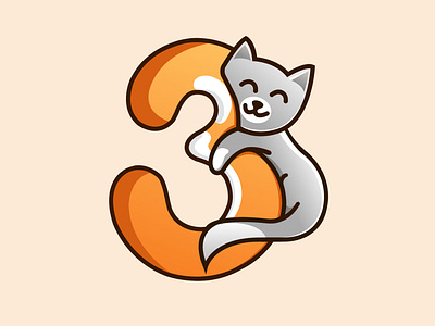3 36 art 36 days of type 36daysoftype charecter cute cat flat illustration numeric typography typography art