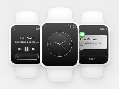 Apple Watch Ui Design app apple watch clock message music player smart ui smart watch ui design watch ui