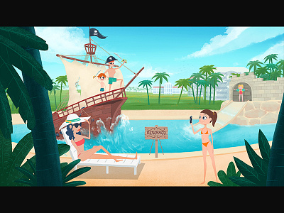 Styleframe Pirate Boat animation boat campaign marival pirate pool styleframe summer vacation