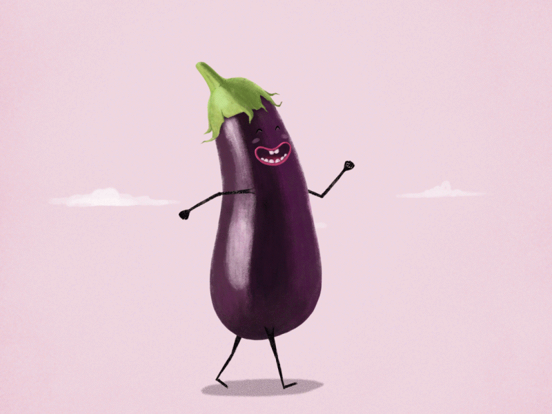 Mr. Eggplant animation berenjena beringela eatyourveggies eggplant happy healthy illustration loop walk walkcycle äggplanta
