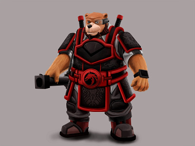 red warrior armor bear cartoon character character concept comic digital 2d digital painting fantasy fantasy art illustration ui warrior