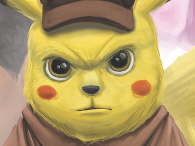 pikachu anime cartoon characterdesign custom detective digital painting digitalart illustraion imdb painting pikachu pokemongo