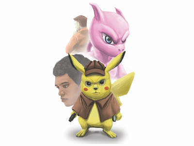 detective pikachu anime characters digital art digital painting imdb painting pikachu pokemon pokemongo