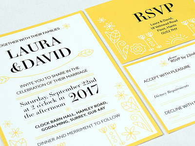 Spring Themed Wedding invites illustration spring theme wedding invitations