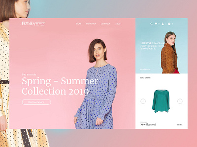 Femme&Fierce website re-design clothes fashion flat grid minimal product slider uidesign uxdesign webdesign