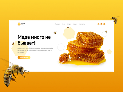 Honey Web Site bee concept design designer dribbble honey honey bee honeybee honeycomb nikitoz nikitoz design orange promo ui uiux ux web webdesign yellow