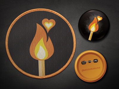 Lit Match Pin and Patch accessories apparel black fire graphic design heart match orange patch patches pin pins texture