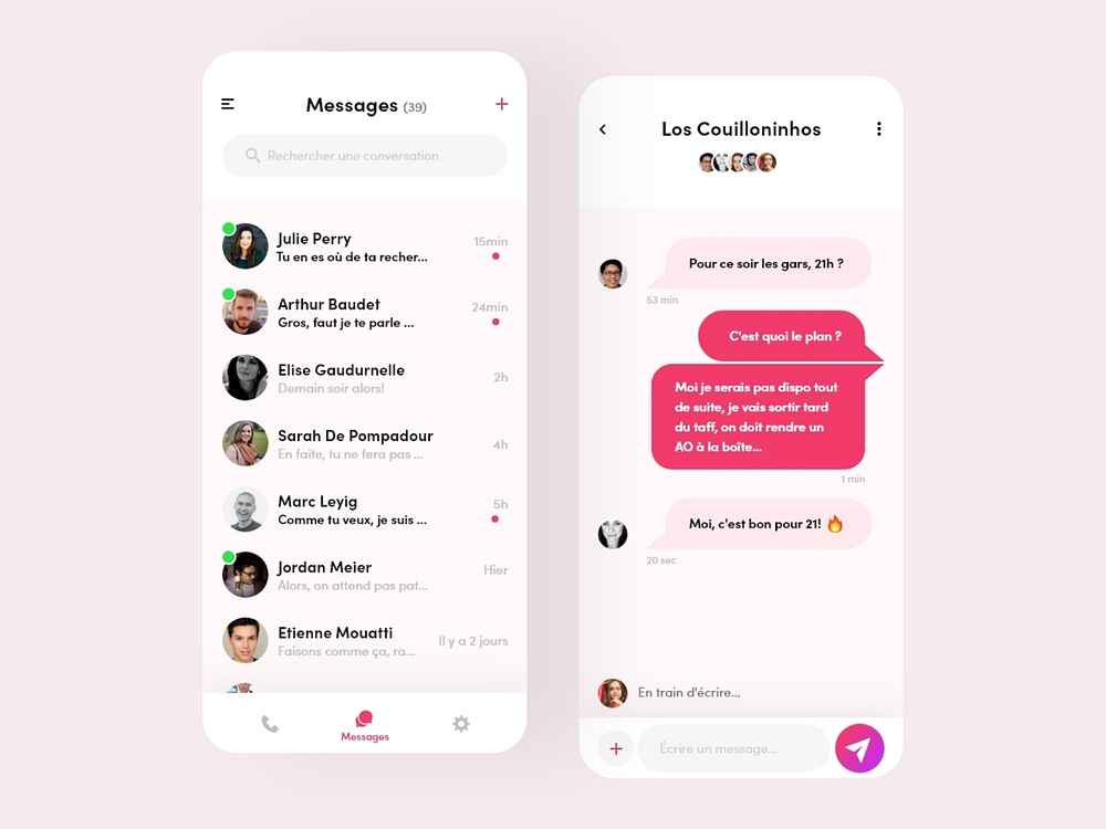 DailyUI #13 - Message App by Pierre Doussot on Dribbble
