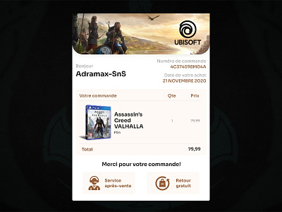 DailyUI #17 - Email Receipt AC Valhalla assassinscreed colors daily 100 challenge daily ui design email order ui ui design valhalla