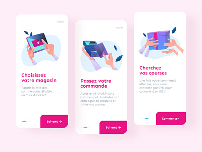 Daily UI #23 - Onboarding Click&Collect app colors daily 100 challenge daily ui illustration onboarding pink ui ui design ux