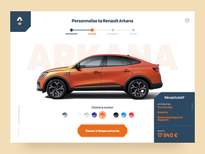 Daily UI #33 - Customize Renault Arkana car colors customize customize product daily 100 challenge daily ui design interface ui ui design ux ux design web webdesgin