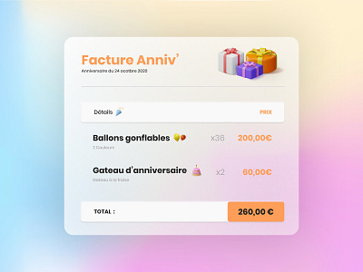 Daily UI #46 - Invoices colors daily 100 challenge daily ui design gift gift boxes illustration ui ui design