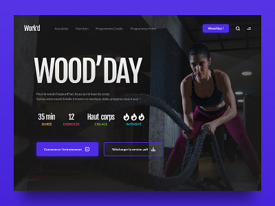 Daily UI #62 - Workout of the day colors daily 100 challenge daily ui dark design interface site ui ui design web webdesign workout of the day