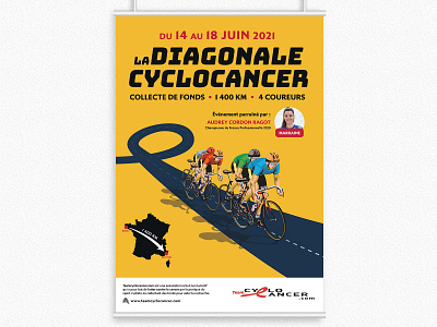 La Diagonale Cyclocancer - Poster bike cancer cyclist design graphic design illustration poster print